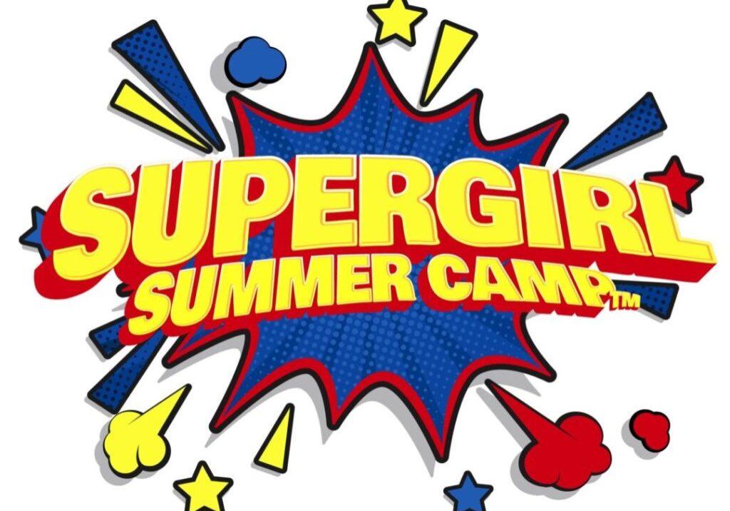 A logo for the supergirl summer camp.